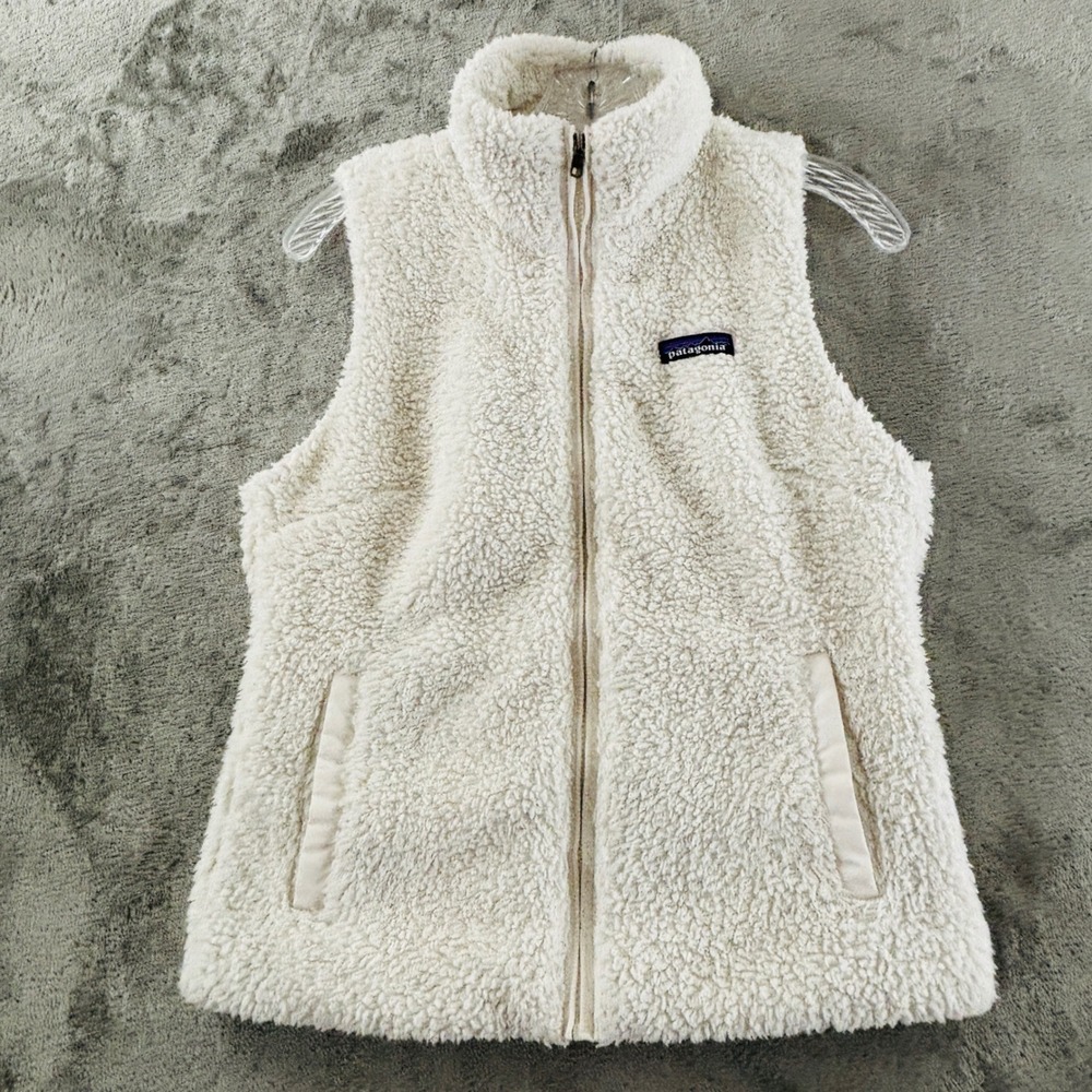 Patagonia Los Gatos Vest Womens S Birch White Fleece Full Zip‎ 25216 Pockets